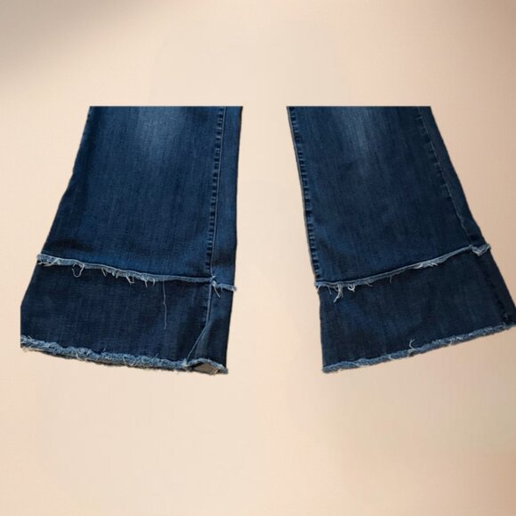 Dance & Marvel Boutique High Rise Wide Leg Raw Hem Patch Jeans L - Picture 4 of 6